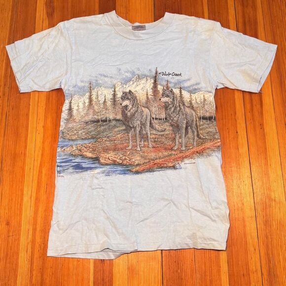 Oneita AOP Men's Blue and Grey T-shirt - Picture 1 of 3